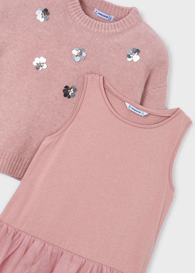 Vestido tricot combinado