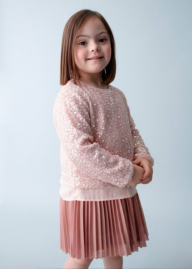 Vestido combinado lentejuelas