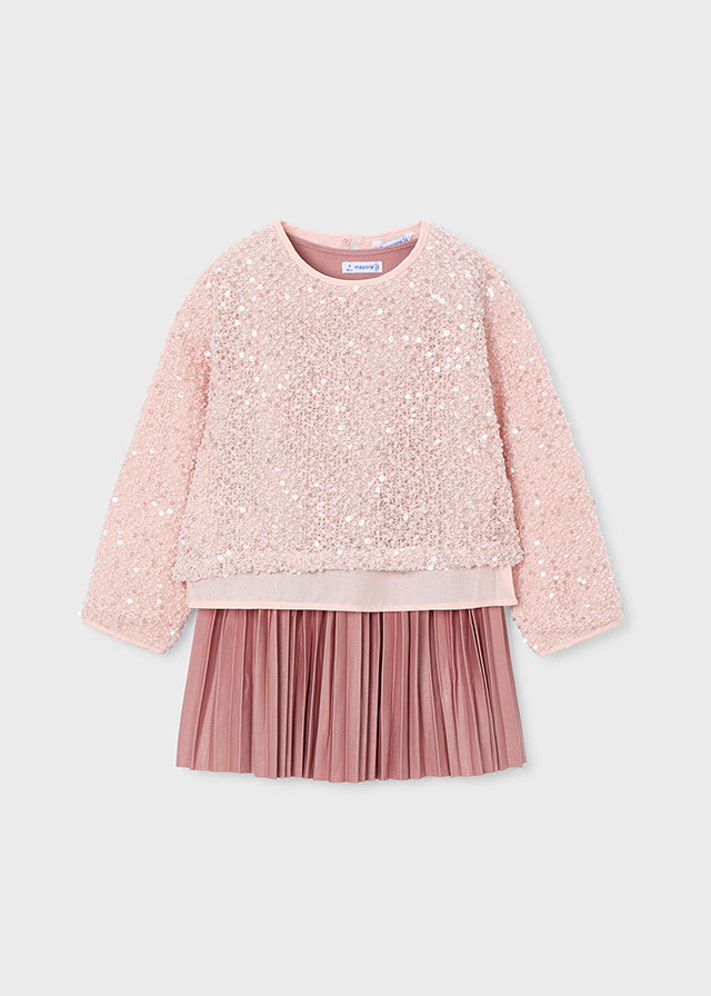 Vestido combinado lentejuelas