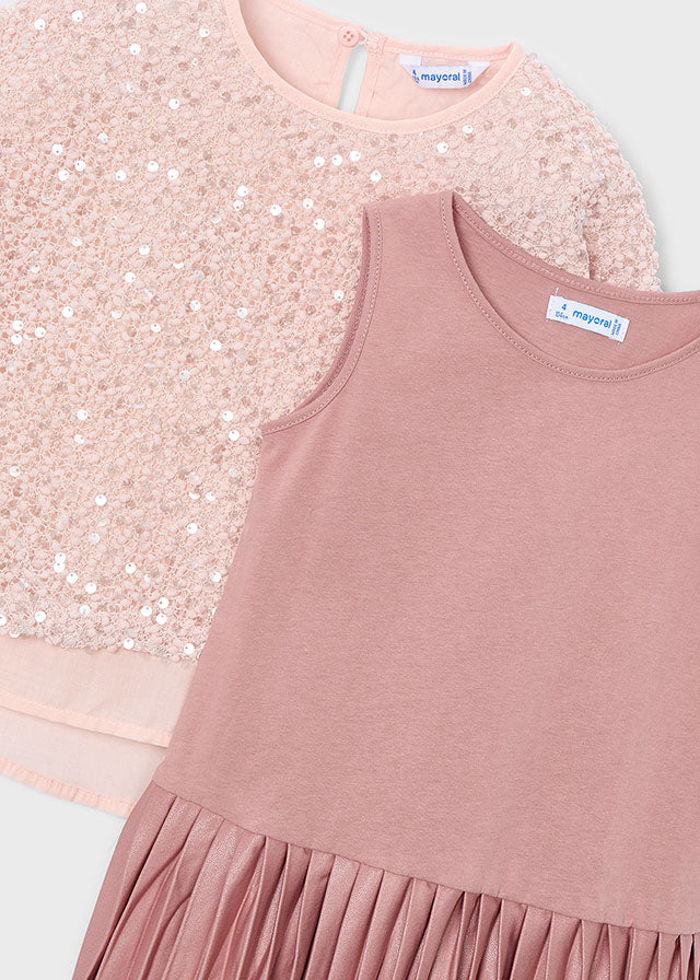 Vestido combinado lentejuelas