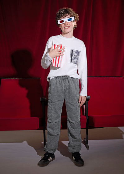 Pantalon denim cargo parachut