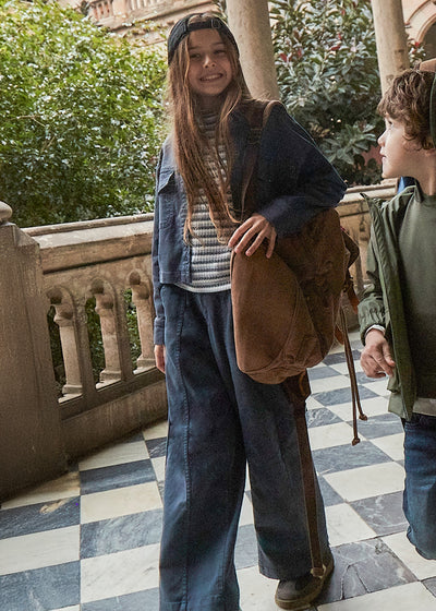 Pantalon largo sarga wide leg