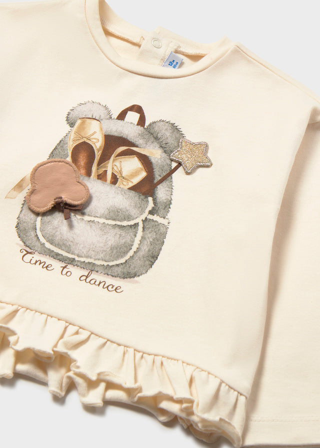 Camiseta de manga larga play Mayoral para niña, modelo 2001, color Soja-080