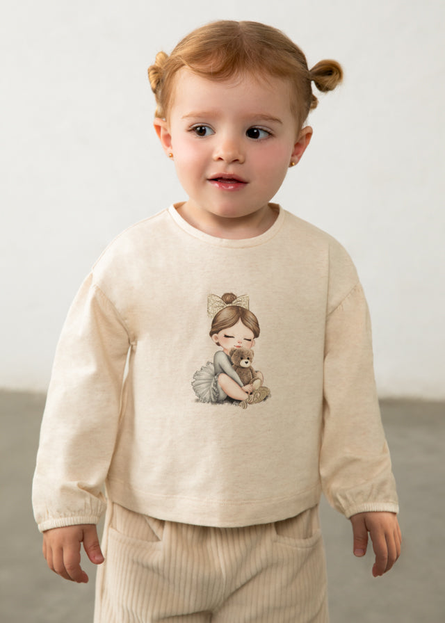 Camiseta de manga larga gráfica Mayoral para niña, modelo 2002, color Milk vigoré-084