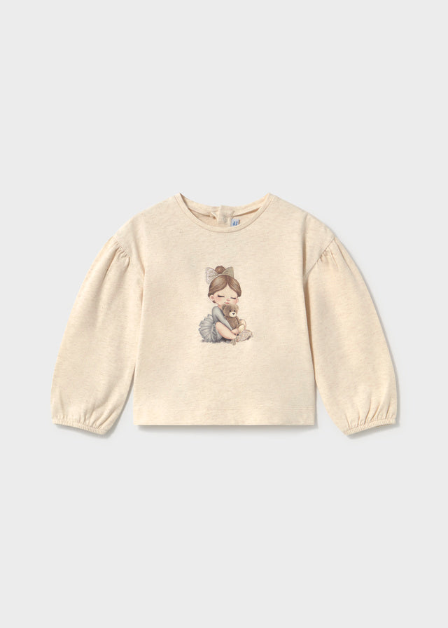 Camiseta de manga larga gráfica Mayoral para niña, modelo 2002, color Milk vigoré-084
