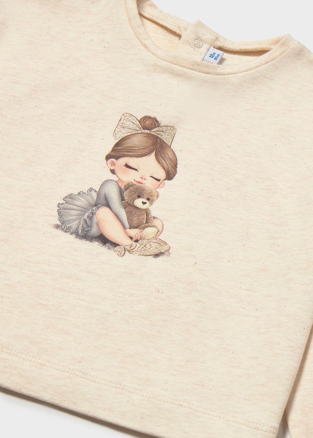 Camiseta de manga larga gráfica Mayoral para niña, modelo 2002, color Milk vigoré-084