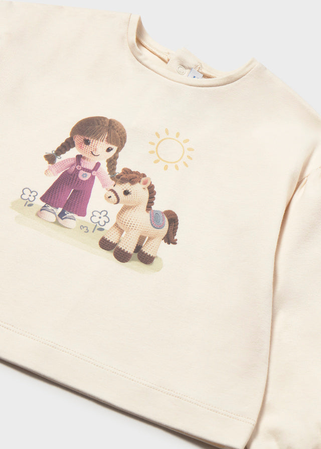 Camiseta de manga larga gráfica Mayoral para niña, modelo 2002, color Soja-085