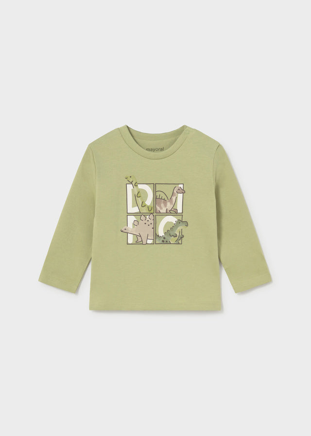 Camiseta manga larga dinos niño, Mayoral, modelo 2006, en color Orégano