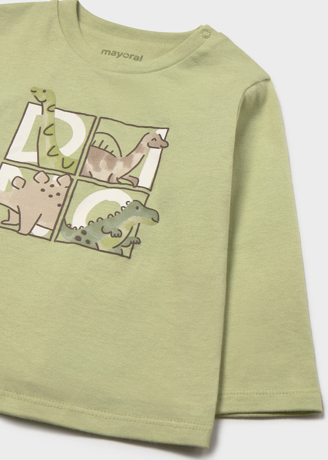 Camiseta manga larga dinos niño, Mayoral, modelo 2006, en color Orégano