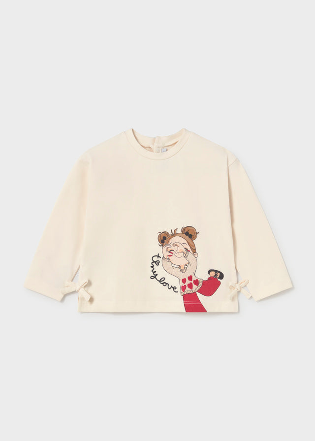 Camiseta de manga larga Mayoral para niña, modelo 2087, color Soja-010