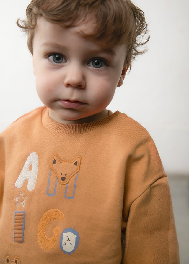 Pullover sin capucha niño, Mayoral, modelo 2418, en color Néctar