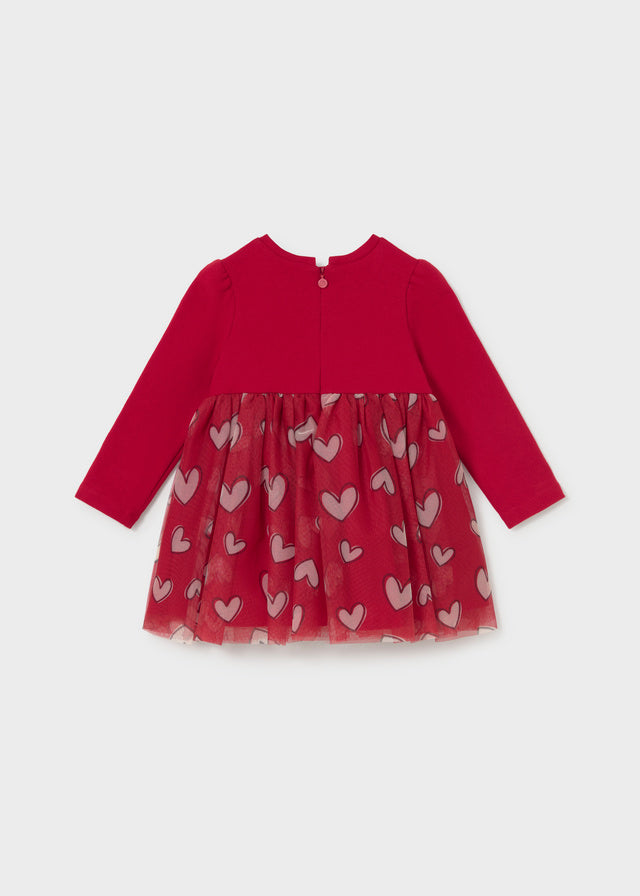 Vestido punto por metro y tul Mayoral para niña, modelo 2941, color Rojo-015