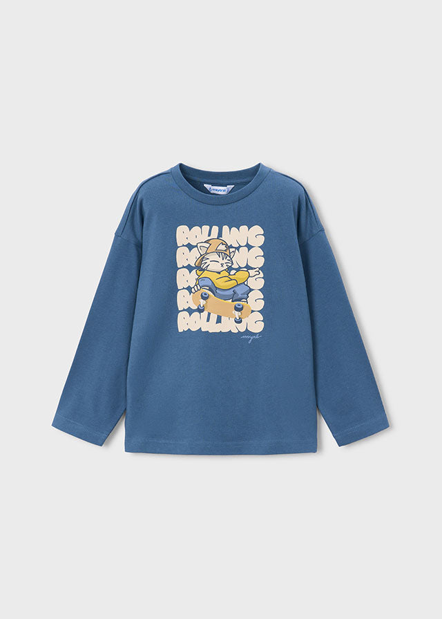 Camiseta manga larga rolling niño, Mayoral, modelo 4005, en color Glaciar
