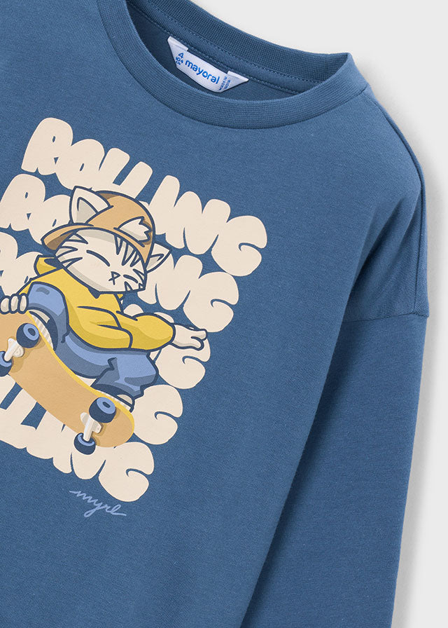 Camiseta manga larga rolling niño, Mayoral, modelo 4005, en color Glaciar