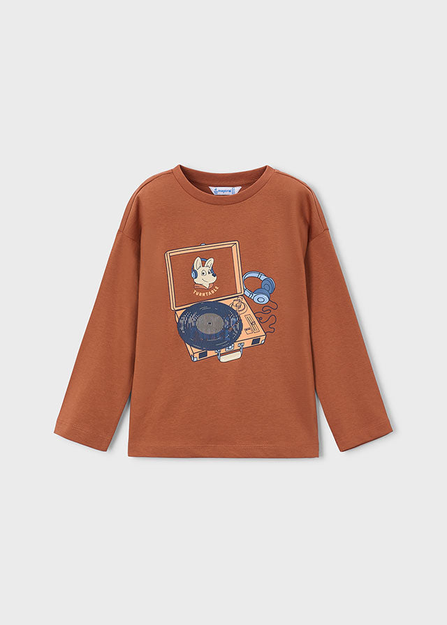 Camiseta manga larga robot niño, Mayoral, modelo 4014, en color Nata