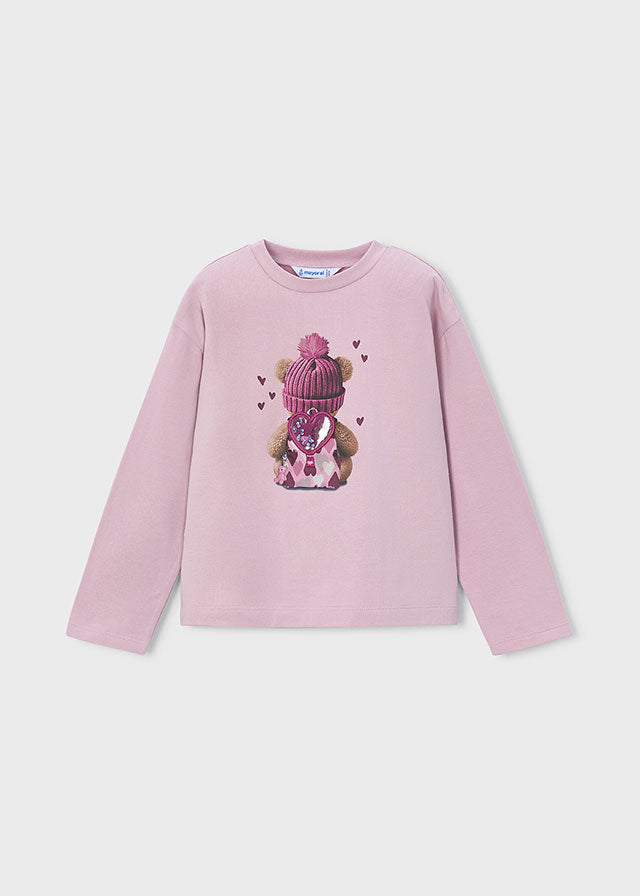 Camiseta manga larga niña, Mayoral, modelo 4027, en color Malva