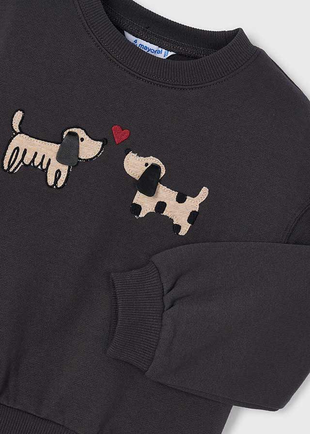Pullover apliques niña, Mayoral, modelo 4407, en color Carbon