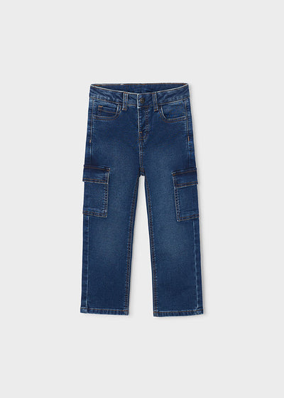Pantalon soft denim cargo niño