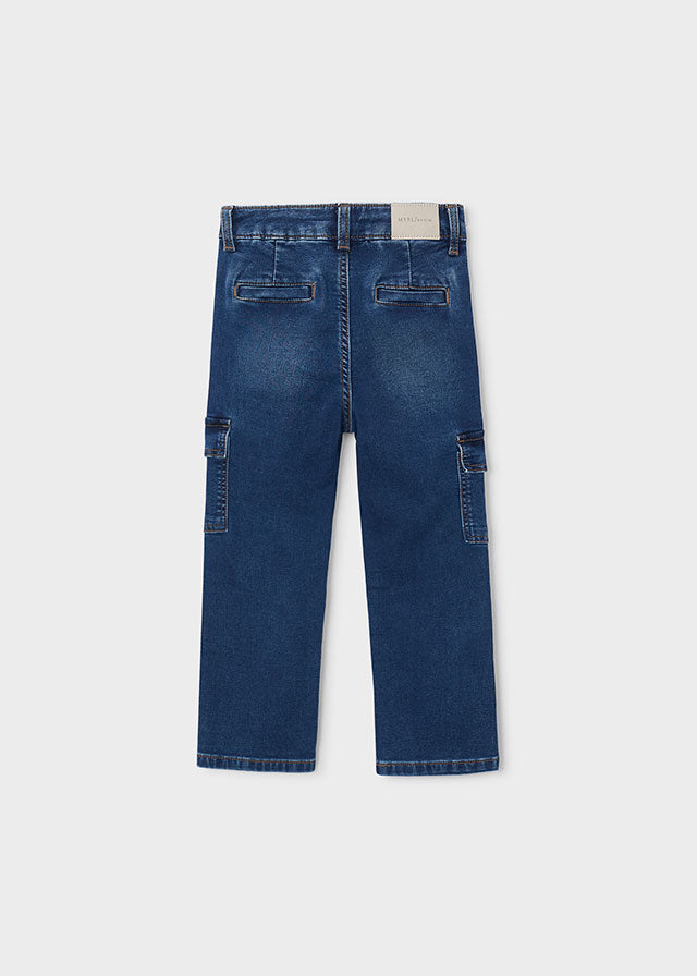 Pantalon soft denim cargo niño, Mayoral, modelo 4510, en color Gris oscuro