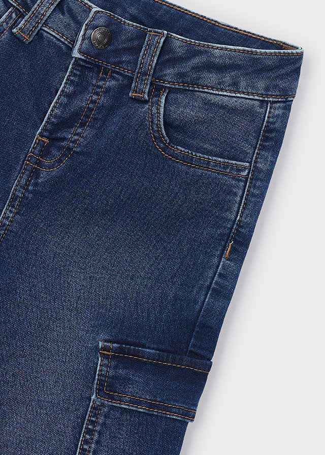 Pantalon soft denim cargo niño, Mayoral, modelo 4510, en color Gris oscuro