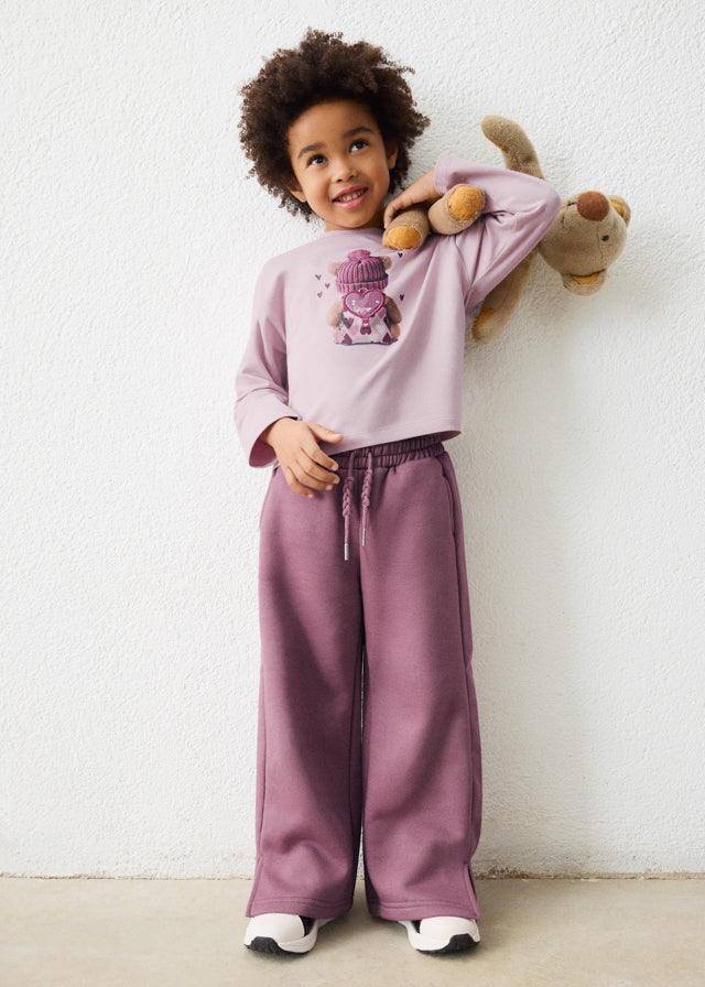 Pantalón largo felpa niña, Mayoral, modelo 4518, en color Violeta vigoré