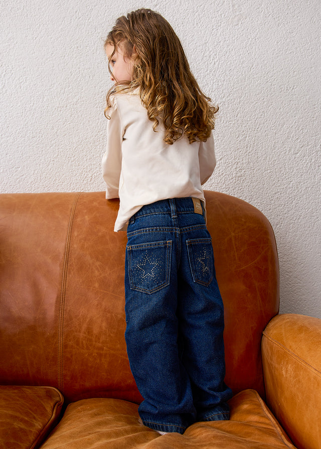 Pantalón largo denim fantasia niña, Mayoral, modelo 4520, en color Oscuro