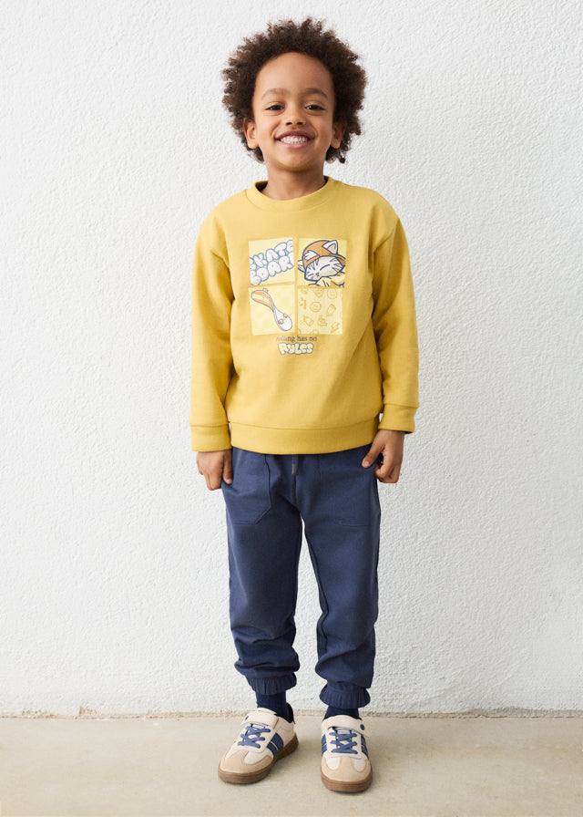 Chandal pullover sin capucha niño, Mayoral, modelo 4802, en color Natilla