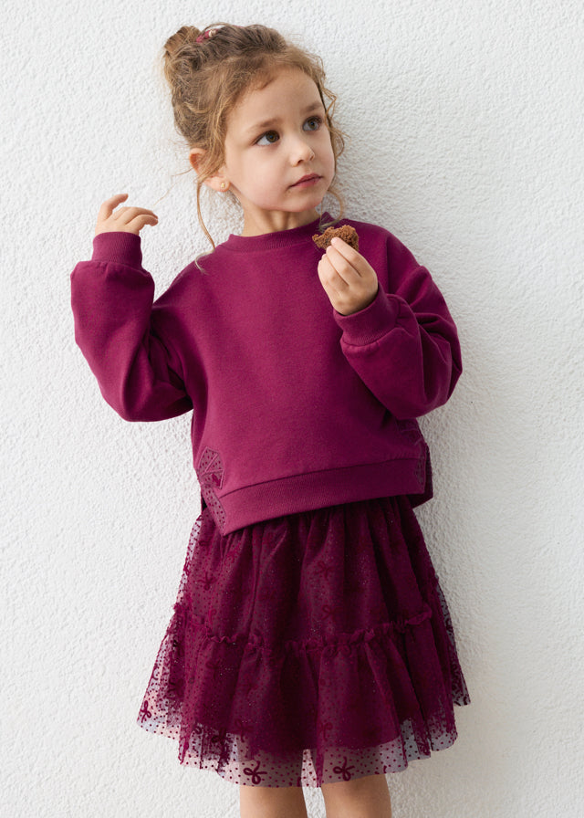 Conjunto falda tul niña, Mayoral, modelo 4934, en color Framboise