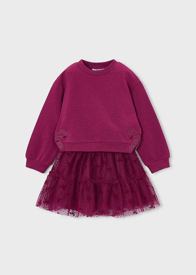 Conjunto falda tul niña, Mayoral, modelo 4934, en color Framboise