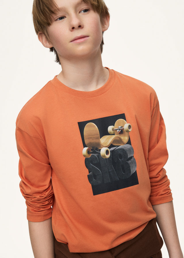 Camiseta manga larga 3D niño, Mayoral, modelo 7042, en color Cheddar