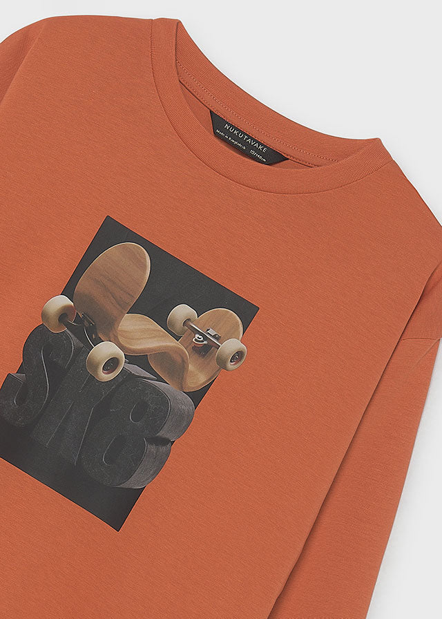 Camiseta manga larga 3D niño, Mayoral, modelo 7042, en color Cheddar