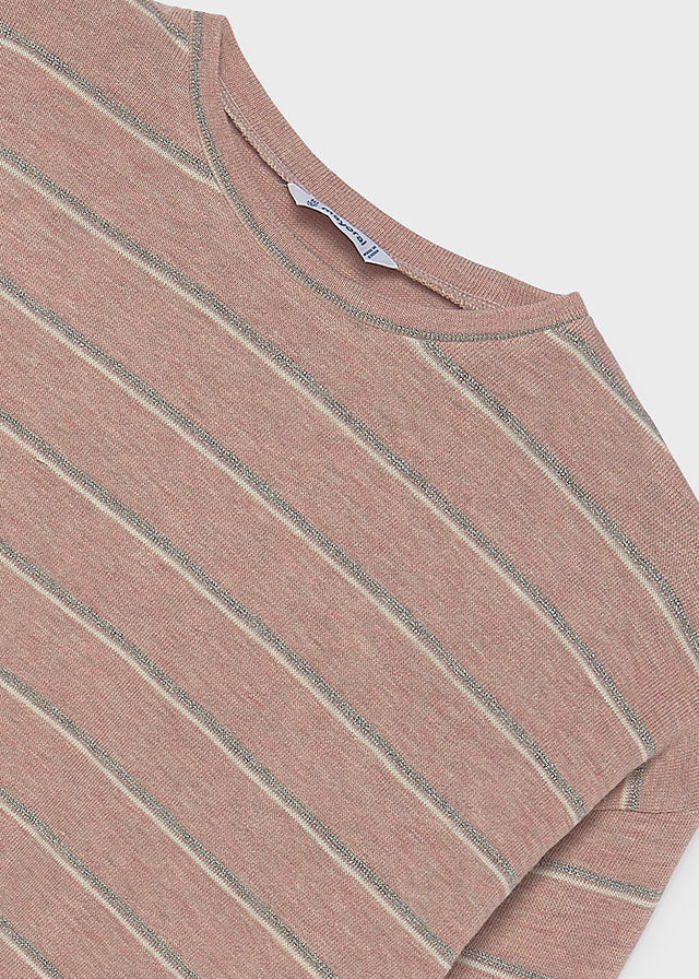 Camiseta de manga larga rayas Mayoral para niña, modelo 7057, color Colorete-076