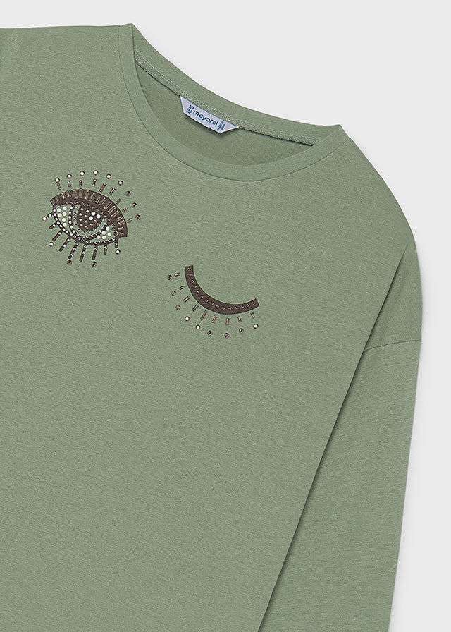 Camiseta tachuelas Mayoral para niña, modelo 7064, color Wasabi-064