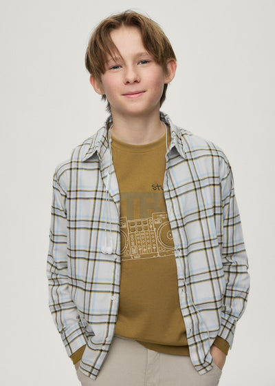 Camisa manga larga cuadros niño