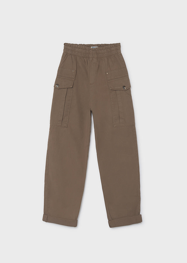 Pantalon sarga todo goma Mayoral para niña, modelo 7524, color Moka-028