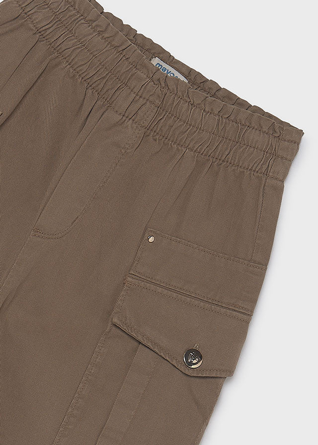 Pantalon sarga todo goma Mayoral para niña, modelo 7524, color Moka-028