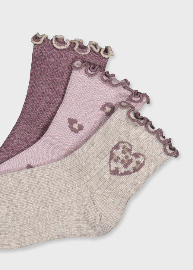 Pack 3 calcetines Mayoral para niña, modelo 10251, color Violeta melange-016